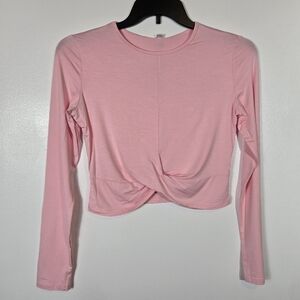 NEW Bestisun Light Pink Twist Long Sleeve Stretch Ballet Dancewear Top Small